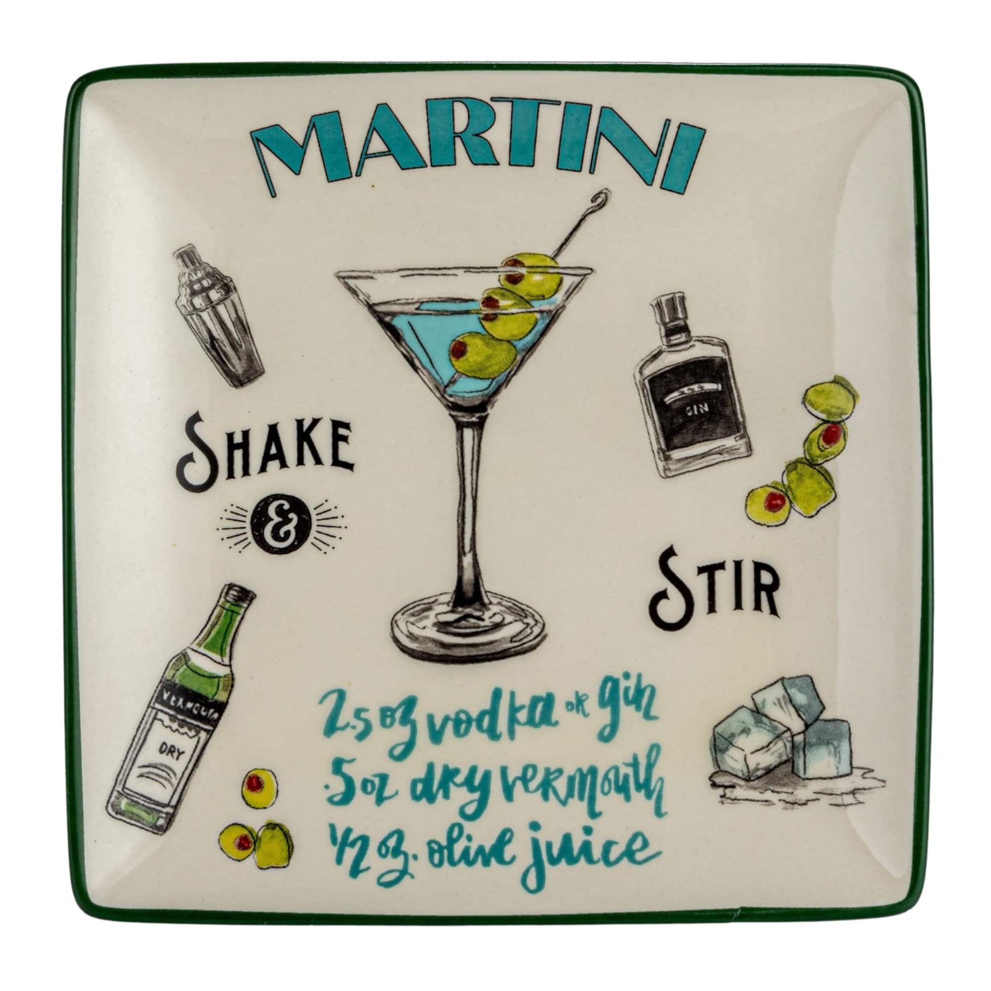 Hello Honey® 6" Cocktail Recipe Design Stoneware Plate Set
